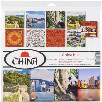 Reminisce China Scrapbook Collection Kit Paper Crafts, Multi Color Palette