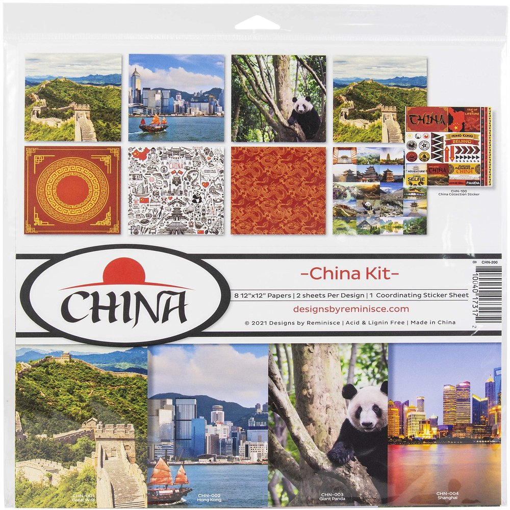 Reminisce China Scrapbook Collection Kit Paper Crafts, Multi Color Palette