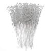 60 Pieces Pearl Stick Stems Bouquets, 4mm Bead String Garland Beaded Spray Filler Floral Arrangements Tree Picks Wedding Party Decoration, Mother's Day Flower Decor, Christmas Tree Picks (Silver) view 1