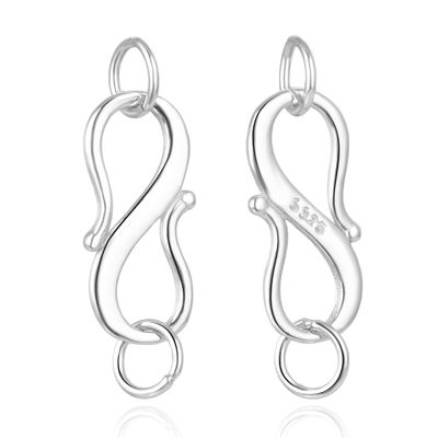 5pcs Adabele Authentic 925 Sterling Silver S Hook Eye Clasp 19.8mm with Closed Rings Hypoallergenic Nickel Free for DIY Jewelry Making SS166-3