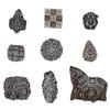 Indian Shelf Vocalforlocal Handmade Brown Set of 9 New Mix Wooden Printing Block view 1
