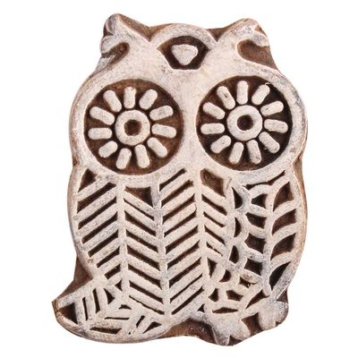 Indian Shelf Vocalforlocal Handmade Brown Set of 1 New Wooden Printing Block