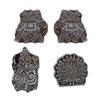 Indian Shelf Vocalforlocal Handmade Brown Set of 4 New Wooden Printing Block view 1