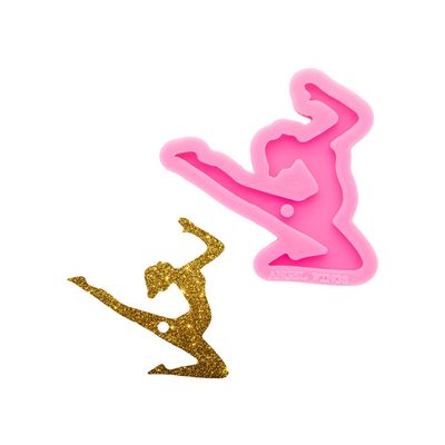 Shiny Glossy Beautiful Dancing Shape Keychain Silicone Mold with Hole Necklace Epoxy Jewellery Silicone Mold Resin Crafting Molds for Luggage Tag Pendant