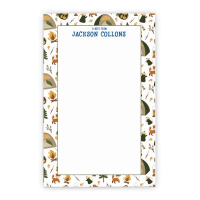 Camp Personalized Notepad for Boys Personalized Stationary for Camp Notepad Set, Camp Stationery Paper and Envelopes Set, Personalized Boy Stationary Paper and Envelopes Set, 5.5in x 8.5in, 50 Sheets