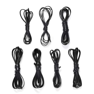 2M/lot 2 4 6 8 10 mm Width Flat Genuine Cow Leather Cord Rope Strap Findings for DIY Bracelet Necklace Jewelry Making Supplies (Black, 8mm)