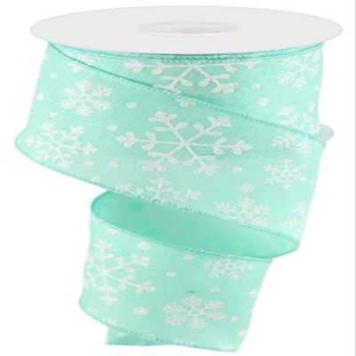 Craig Bachman 2.5" Snowflake Ribbon: Mint Green (10 Yards) - Gift Wrapping Floral Arrangement Wreath Bow Making Fabric Craft Wired Edge Ribbon