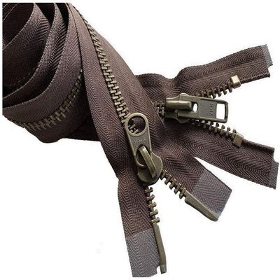 YKK #10 Extra Heavy Duty Antique Brass Brown Parka"2-Way" Dual Separating Jacket Zipper - Choose Your Length - Color: Brown #570 - Made in The United States (1 Zipper per Pack) (10" Inches)