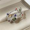 Sterling Silver Shiny Full Diamond Colorful Gemstone Ring Cubic Zirconia Rings CZ Diamond Multi Row Winding Ring Eternity Engagement Wedding Band Ring for Women (7) view 1