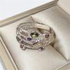 Sterling Silver Shiny Full Diamond Colorful Gemstone Ring Cubic Zirconia Rings CZ Diamond Multi Row Winding Ring Eternity Engagement Wedding Band Ring for Women (7) view 2