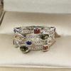Sterling Silver Shiny Full Diamond Colorful Gemstone Ring Cubic Zirconia Rings CZ Diamond Multi Row Winding Ring Eternity Engagement Wedding Band Ring for Women (7) view 3