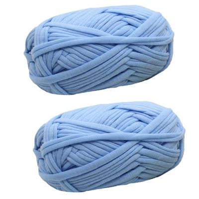 200g Light Blue DIY T-Shirt Yarn Soft Fabric Cord Elastic Knitting Fabric Yarn Crocheting Ribbon Yarn Basket Bag Yarn Recycled Yarn Pack of 2 Skeins