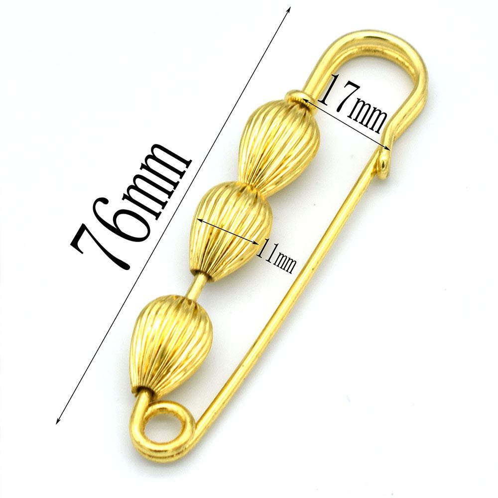 Rose Gold Safety Pins Brooch Decorative Charms with Loops for Jewelry Kilt Knitted Fasteners Used in Clothes Hats Skirts Dresses 8 PCS 76mm (Gold)