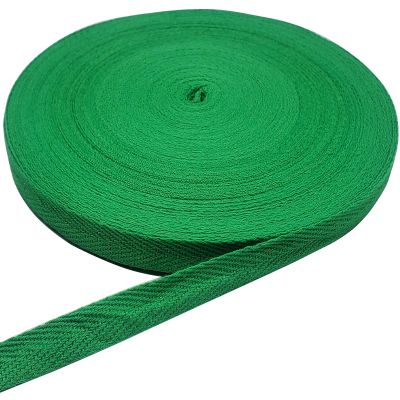 50 Yards Herringbone Ribbon, Cotton Twill Ribbon for Sewing, Natural Webbing Bias Binding Tape for DIY Craft (Green, 3/8in)