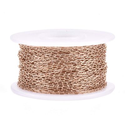 Craftdady 32 Feet Rose Gold Paperclip Link Chains Stainless Steel Oval Cable Cross Chains Drawn Elongated Cable Chains 3x1.5mm with Spool for DIY Necklace Bracelet Jewelry Crafts Making
