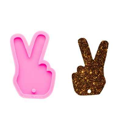 Shiny Glossy Fashion Gesture Shape Silicone Mold for DIY Necklace Pendant Jewelry Keychain Mold Language 'Yeah' Silicone Jewellery Making Mould Epoxy Resin Casting Mold