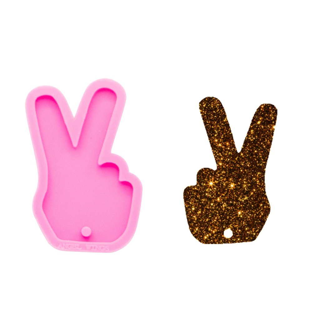 Shiny Glossy Fashion Gesture Shape Silicone Mold for DIY Necklace Pendant Jewelry Keychain Mold Language 'Yeah' Silicone Jewellery Making Mould Epoxy Resin Casting Mold