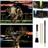 2 PACK Animal scratch art rainbow painting paper, Engraving Art & Craft Sets, Creative foil scratch art toys gift, DIY sketch card scratchboard for Kids & Adults - 16'' x 11.2'' (Elephant / Deer) view 1