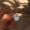 CHWLNJN 925 Sterling Silver Shiny Oval Cut 3ct CZ Diamond Ring Fashion Ladies Cubic Zirconia Infinity Halo Engagement Ring Solitaire Eternal Diamond Wedding Ring Size 6-10 (8) view 4