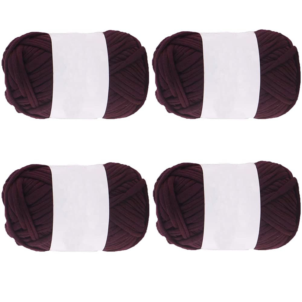 400g T-Shirt Yarn Deep Purple Spaghetti Yarn Elastic Strong Cloth T Shirt Trapillo Yarn Crocheting Ribbon Yarn Accessory Yarn Knit Basket Crochet Bag Materials
