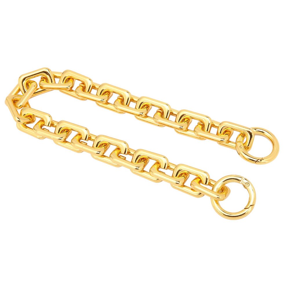 willikiva 23.6 Inche 17mm DIY Iron Flat Chain Strap Gold Handbag Chains Accessories Purse Clutches Handles Wrist Straps Replacement Straps, with Metal BucklesGold-2