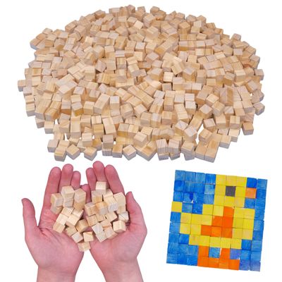 Wood Blocks 1000-Pack of 1/2-Inch Unfinished Pine Wood Blocks for STEM Projects, Crafts, and DIY Builds