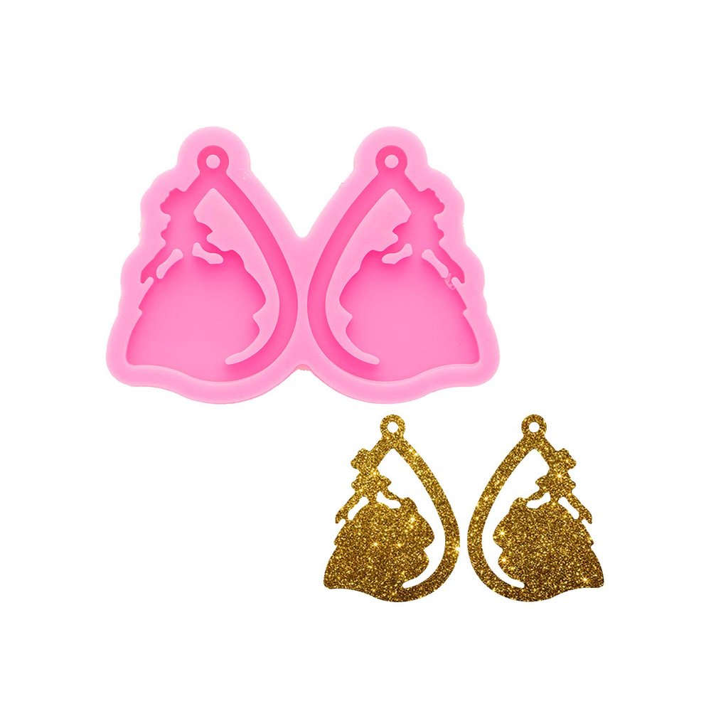 Shiny Glossy Women in Wedding Dress Earrings Mold Silicone Keychain Mold for DIY Women Fashion Jewellery Resin Casting Molds Epoxy Resin Handmade Jewellery Making Pendant Craft