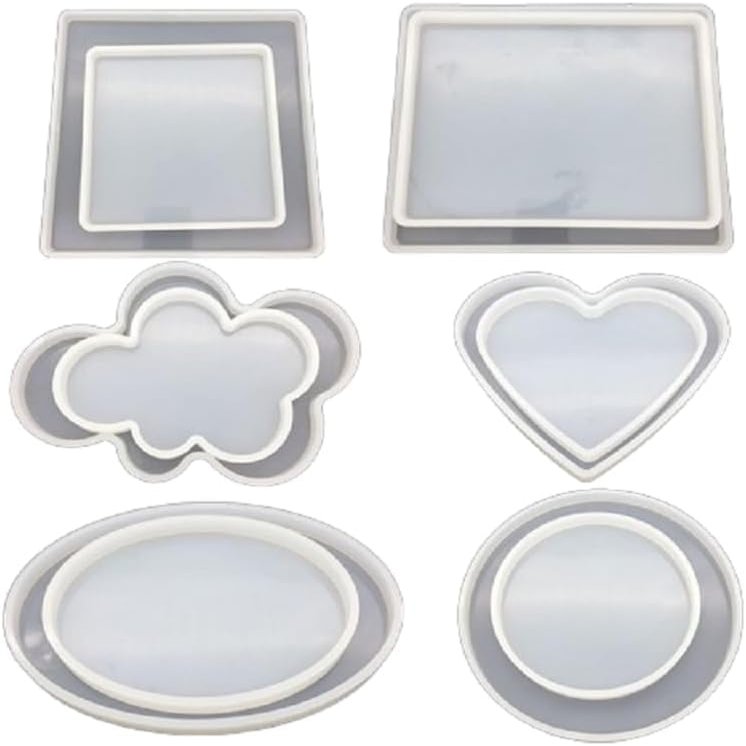 Crystal Drop DIY Clay Pressing Plate Table self Made Silica Gel Mold Cloud Heart Oval Long Square Mold (Rectangle 19 * 15cm)