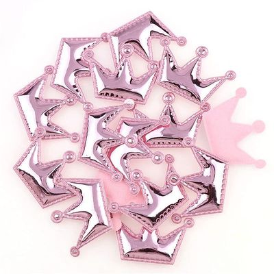 MSCFTFB 100 Pieces 5 Star Heart Crown Shaped Pad Appliques Sew on Patches Embellishments Trims for DIY Birthday Wedding Cake Topper Scrapbook Hair Accessories Craft Supplies (Crown, Pink)