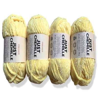 (4-Pack) JUST Skeins Velvet Chenille Yarn Soft Yarn for Crochet Knit - Total Length 460m (465yds, 50g4) (Yellow)