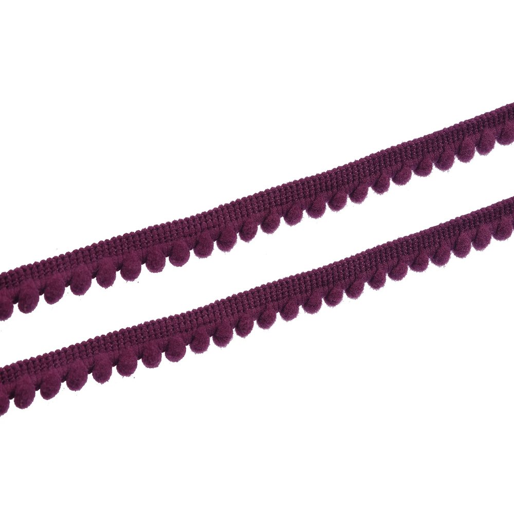 YYCRAFT 20 Yards 3/8" Wide Tiny Pom Pom Ball Fringe Trim DIY Craft Sewing Accessory for Home Curtain Clothes Pillow Decoration(pom Size 5mm,Plum)