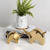 Ceramic Joe Hand-Crafted Ceramic Elephant Baby Elephant Ornaments Gold Indoor Creative Home Crafts Animal Ornaments Two Pieces view 3