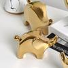 Ceramic Joe Hand-Crafted Ceramic Elephant Baby Elephant Ornaments Gold Indoor Creative Home Crafts Animal Ornaments Two Pieces view 4