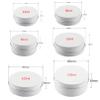 DLIBUY 100 Pcs 30ml 30g Empty Round White Aluminum Tin Jars with Screw Lids Cosmetics Lip Balm Containers Pots for DIY Candle Salve Powder Crafts Storage Cans 3x Alu Spoon, 100x 3.5cm Labels view 2