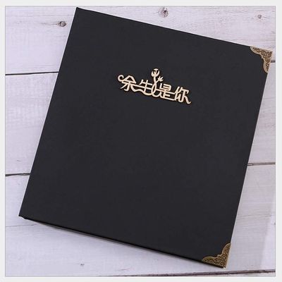 NZDY Blank Pages Memory Book Self Adhesive Film Covered Album Manual Christmas Birthday Gift Simple Retro DIY Handmade Scrapbook for Romantic Couple Anniversary,