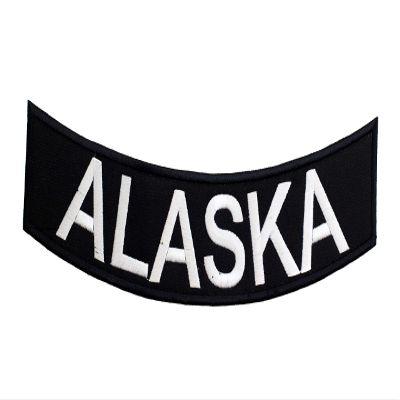 Alaska White on Black Patch B-Rocker Iron-on Patches for Biker Vest or Jacket