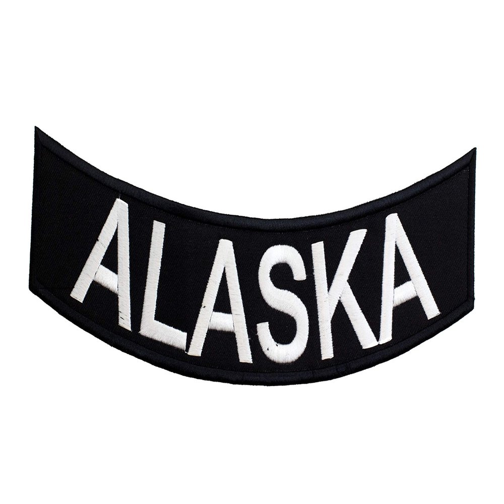 Alaska White on Black Patch B-Rocker Iron-on Patches for Biker Vest or Jacket