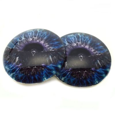 Dark Raven Blue and Purple Viking Glass Eyes Fantasy Cabochons Pair for Art Doll Parts, Sculpture, Jewelry Making, Taxidermy, Raven, Flatback Dome Fantasy Pendant (10mm)