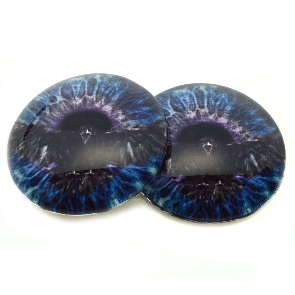 Dark Raven Blue and Purple Viking Glass Eyes Fantasy Cabochons Pair for Art Doll Parts, Sculpture, Jewelry Making, Taxidermy, Raven, Flatback Dome Fantasy Pendant (10mm)