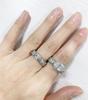 2 Pcs High Luxury Jewelry Fashion 925 Sterling Silver Shiny Full Diamond AAA Cubic Zirconia Solitaire Rings CZ Diamond Ring Set Eternity Engagement Wedding Band Set Women Hollow Cocktail Ring (10) view 4