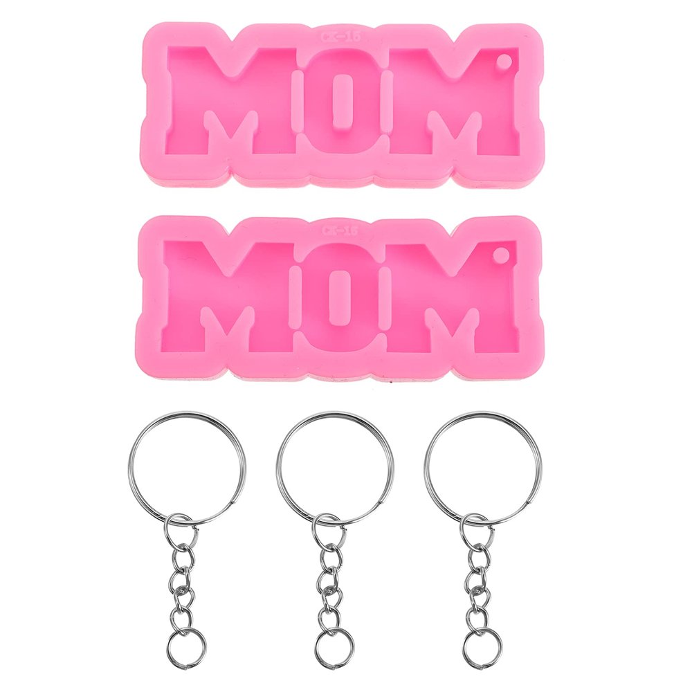 EXCEART 2pcs Mother's Day Silicone Key Chain Molds for Creative Crafts Key Unique Custom Epoxy Mold for and Art Projects