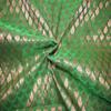 Semi Sheer Spun Silk Brocade Fabric Green & Metallic Gold 44" BRO184[4] by The Yard view 1