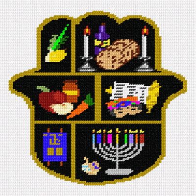 Pepita Needlepoint Canvas: Hamsa Judaica, 7" x 10"