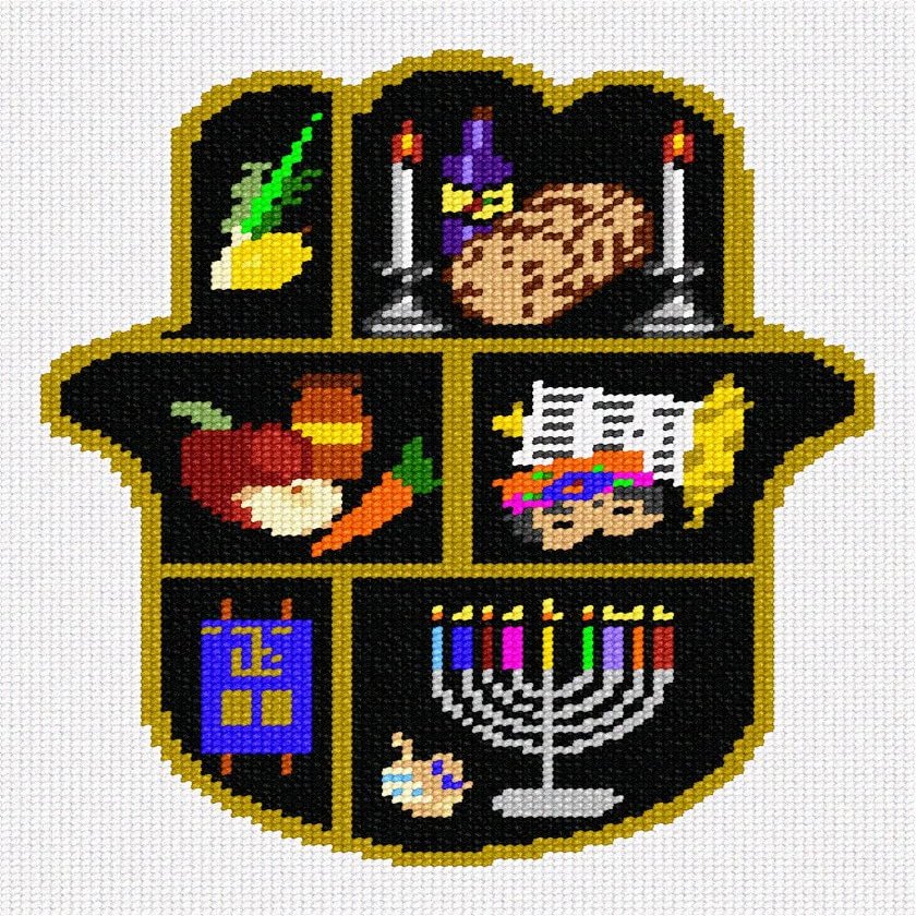 Pepita Needlepoint Canvas: Hamsa Judaica, 7" x 10"