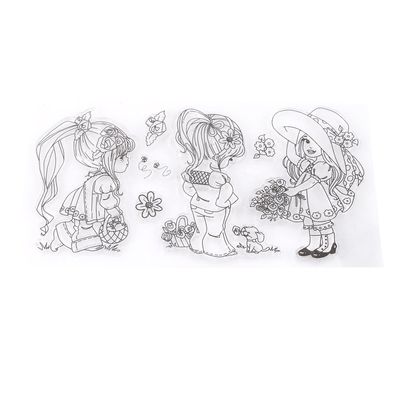 Clear Stamps, Acrylic Blocks Stamp Transparent Clear Silicone Stamp Seal Cartoon Girls Pattern Transparent Rubber Seal Stamps for DIY Scrapbooking