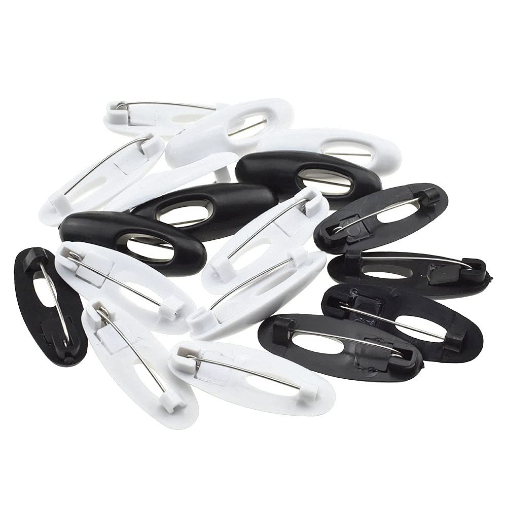 Binzzo 3.7cm Length Hijab Pins Smooth Surface Sharp Bear Force Prevent Ripping Reliable Clips Hold Sturdy Durable Plastic Safety Pins Black White 50 PCS for Muslim Saree Chiffon Scarf Jersey Blouses