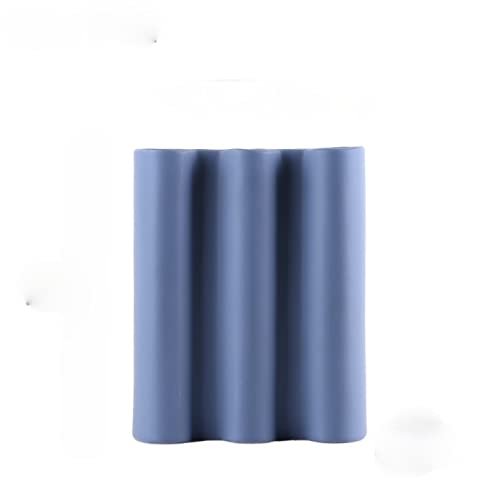Ceramic Joe Handmade Vase Modern Minimalist American Ceramic Vase Interior Creative Flower Arrangement Crafts (Blue-10in)