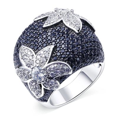 Vintage Two-Tone Retro Exaggerated Micro-Inlaid Cubic Zirconia Cocktail Party Ring Flower Eternity Engagement Wedding Band Ring for Women ST.012 (9)
