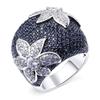 Vintage Two-Tone Retro Exaggerated Micro-Inlaid Cubic Zirconia Cocktail Party Ring Flower Eternity Engagement Wedding Band Ring for Women ST.012 (9) view 1