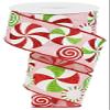 Craig Bachman 2.5" x 10yd Royal Burlap Wired Edge Ribbon, Glitter Peppermint Candy Pattern for Wreaths, Pink & Red Whimsical Christmas Decor for Bows, Tree Toppers & Garlands view 1